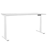 Weber Büro Motor-Schreibtisch TELDRA 180 x 80 cm elektrisch höhenverstellbar in Perlgrau | Memory-Funktion | Höhenanzeige | Kollisionsschutz, Farbe Gestell:Weiß