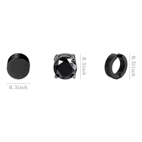 Image of NEWITIN 15 Pairs Magnetic Stud Earrings for Men Stainless Steel Magnetic Earrings Men Clip on Earrings Non Piercing Cross Earrings Unisex CZ Hoop Dangle Magnetic Earrings for Men Women