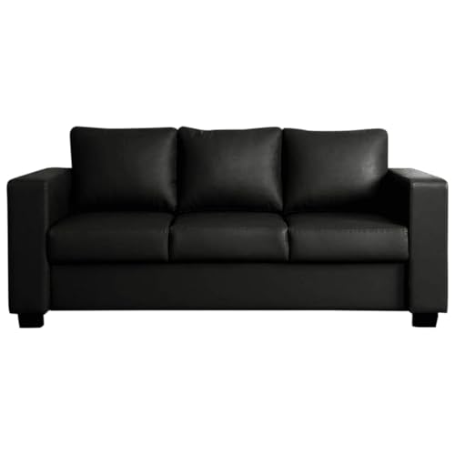 Image of Furny Harrie 3 Seater Leatherette Sofa Set (Black) | Soft Velvet Fabric | Modern Design | Comfortable Seating | Living Room Furniture