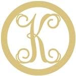 Circle Monogram Unfinished Wood Home Decor Everyday Decor Door Hanger MDF Shaped Canvas Style 1 (18, K)