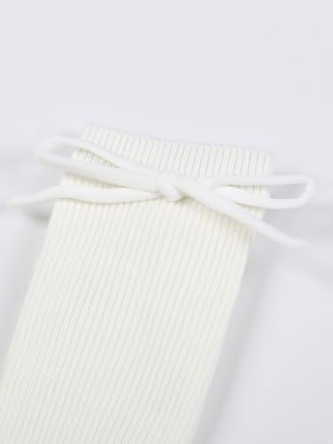 Baby Girls Knee High Socks Solid Long Socks Breathable Seamless Bowknot Socks4
