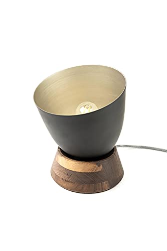 Kerbholz Konus Mini, Leuchte aus hochwertigem Massivholz, Eiche & Walnuss, Lampe mit beweglichem Schirm, indirektes und warmes Licht, Deko, 16 x 16 x 19,5 cm (Walnut) Cover