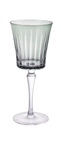 CJ 6 TAÇAS DE CRISTAL VINHO OU AGUA LAPIDADAS VERDE DECOR