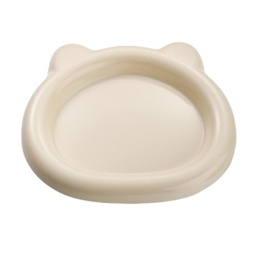 Vlfn 日式ins風 かわいい小熊耳ペットディッシュ | 猫用・犬用缶詰・フリーズドライ・スナック用 | 加厚PP素材 | ?放収納 | 邊?高2cmで汚れ防止 | 穏やかな色合い多色展開 (ベージュ)