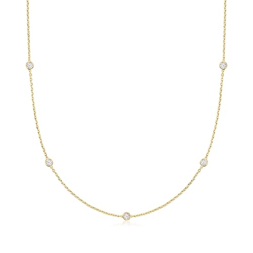 Ross-Simons 0.50 ct. t.w. Lab-Grown Diamond Station Necklace in 18kt Gold Over Sterling