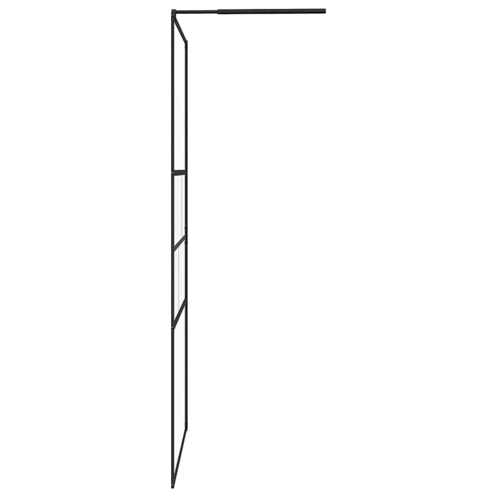 Ścianka prysznicowa Walk-in, czarna, 115 x 195 x 0,5 cm, szkło ESG i aluminium, ścianka prysznicowa jako ochrona przed pryskaniem, ścianka działowa do łazienki, chodzenie w ścianie bocznej z