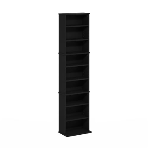 HomeStock Adjustable Shelves Multimedia Storage Tower Rack with Spacious Media Organization, Durable Design, Versatile Rack for DVDs, CDs, Games, and More Americano/9 Tier