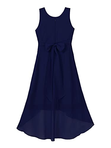 Kids Big Girls Sequin Irregular Flared Party Dress Sleeveless Lace Bodice Chiffon Junior Bridesmaid Dress4