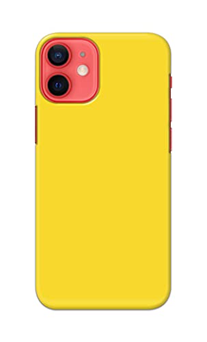Image of Printed Hard Back Cover Case for Apple iPhone 12 | iPhone 12 Pro Back Cover (Plain Yellow) -1803