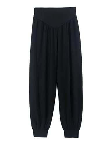 Phoeswan Kids Harem Pants, Black Baggy Jogger Pants, Girls-Kids, Female, Dance, Harem, Loose, Solid, Cuffed, Pull On4