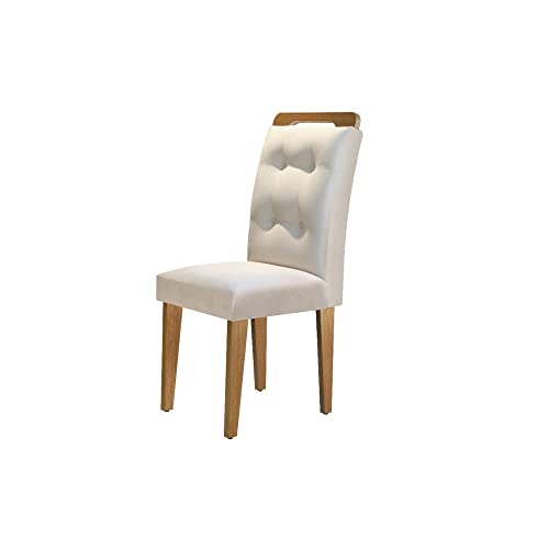 Conjunto Sala de Jantar Mesa 4 Cadeiras Luísa Siena Móveis Veludo Creme/Off White/Imbuia