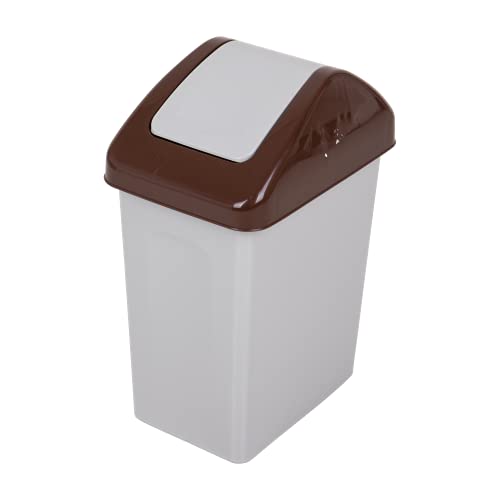 BranQ - Home essential BranQ Swing - Cubo de basura (10 L, con tapa giratoria, color gris-marrón, universal, BPA, plástico PP, gris/marrón, 18,6 x 26,6 x 37,5 cm (largo x ancho x alto) Cover