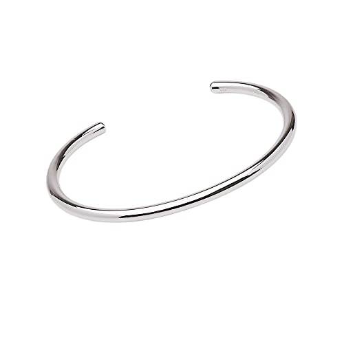 Men's Solid 925 Sterling Silver Torque Bangle Bracelet - Plain 3.1mm Silver Bar Wristband Bracelet for Men