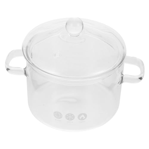 IWOWHERO Casserole Verre Transparent avec Double Poignée Résistante Chaleur pour Mijoter Pâtes et Nouilles Compatible Plaques Induction Cuisson Claire et Pratique