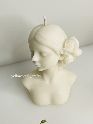 Flower Head Lady, Sculpture Women Candle | Off White Color | Vanilla Scented | 100% Soy Wax 125Gm