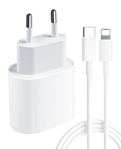 Cargador rápido para iPhone, 20 W, USB C, cargador con cable de carga, 1 m, adaptador de alimentación USB C tipo C, adaptador de carga rápido USB C para teléfono móvil 13/12/11/8/X/XS,Pad Cover