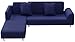 Yidaxing Sofa Überwürfe Sofabezug Elastische Stretch Sofabezüge für L-Form Sofa Abdeckung mit 2 Stücke Kissenbezug (Dunkelblau, 3 Sitzer+3 Sitzer)