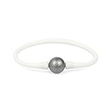 MINGHANG - Pulsera de perlas de silicona de 13 a 14 mm, brazalete elástico de goma elástica, multicolor, suave, delicada, personalizable, joyería para hombres y mujeres, 7.5 pulgadas, Grey, Silicona