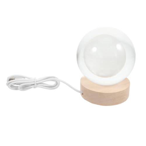 Lámpara de Mesa 3D Bola de Cristal LED con Base de Madera miniatura 1