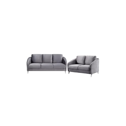 Maykoosh French Country Velvet Fabric Sofa Loveseat Living Room Set - Thumbnail 2