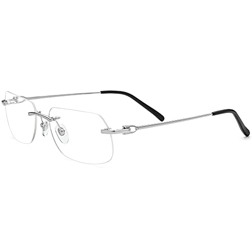 Image of HEPIDEM Vintage Style Rimless Rectangular Metal Eyeglasses for Men,New Frameless Square Optical Glasses Frame