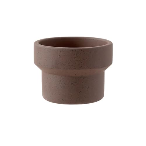 Maceta moderna de cemento para interiores y exteriores, balcón, jardín, maceta pequeña con diseño de lunares, ideal para oficina, contenedor de plantas, color café