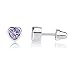 Girl's Sterling Silver June CZ Simulated Birthstone Heart Earrings with Screw Back (6mm)