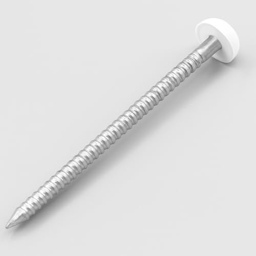 40 mm Poly-Top-Stifte/Nägel (250 Stück), Edelstahl, UPVC Kunststoffkopf, weiß