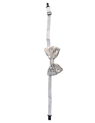 BookMyCostume Silver Sequin Bow Tie - Adjustable Glitter Bow for Fancy Dress, Stage Performances for Kids & Adults - Image 3 thumbnail