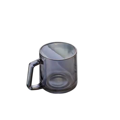 ソーダ石灰グラスマグカップ330ml蓋付円筒クリアR彩煙灰琥珀シンプルモダン持ち手付コップ歯ブラシ机置き水筒カップ寝室寮ホテル民宿プレゼント青年大人男女兼用単品 (すす)