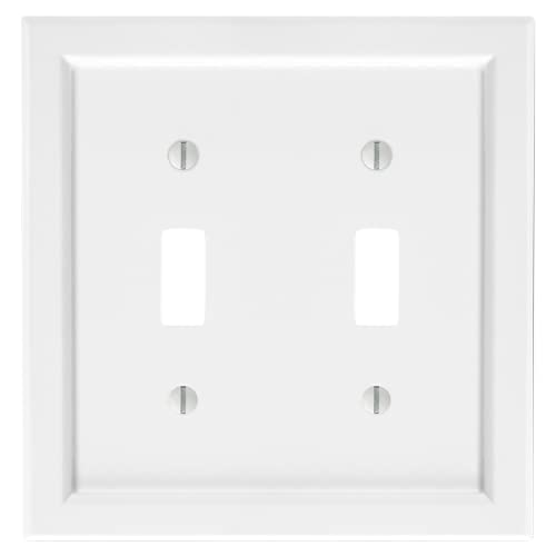 Amerelle 200TTW Shaker Wallplate, 2 Toggle, Wood, White, 1-Pack by AMERELLE - Used condition - US$8.81