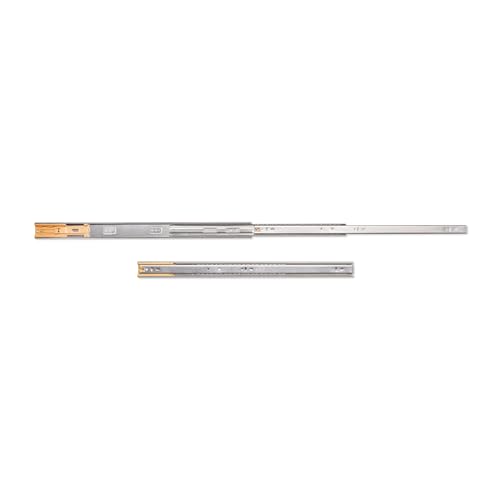 Emuca - Guías laterales para cajones con rodamiento de bolas 45 mm x 600 mm, pack de 1 juego de guías de extracción total con cierre suave