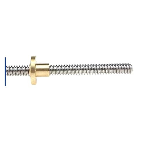 Metal Ball Screw nut 304 Stainless Steel T8 Lead Screw Stepper Motor Lead 2mm 3D Printer Lead Screw Trapezoidal Lead Screw with Nut 100-600mm(500mm with nut)