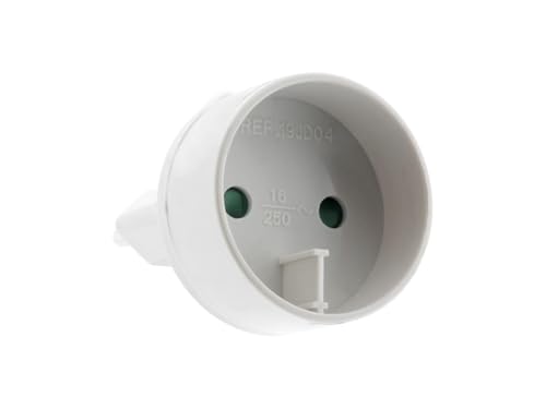 Zenitech - Adaptateur Secteur Type C Mâle 6A vers Femelle 16A avec Terre - Transformateur Électrique - Puissance 1320W - Boîtier Rond Robuste - Blanc