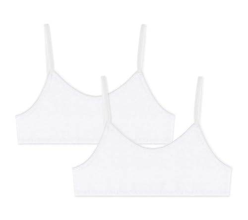 Petit Bateau Girls' White Bralettes - 2-Pack Sizes 8-14 Years