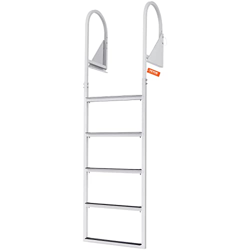 VEVOR Dockleiter hochklappbar 5 Stufen 159 kg Tragfähigkeit Ponton-Bootsleiter aus Aluminiumlegierung mit ca. 5 cm breiter Stufe und Rutschfester Gummimatte für Schiff/See/Pool/Marine