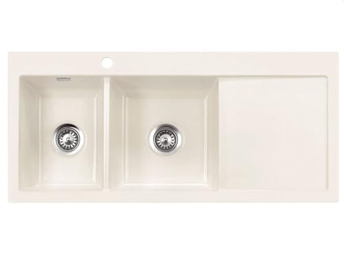 Preisvergleich Produktbild Systemceram Mera Double Magnolie Keramikspüle Handbetätigung