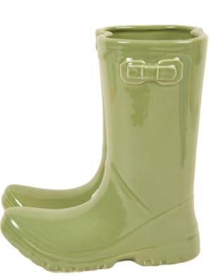 New Wellington Boot Design In Green Vase Ornament, Perfect For Fresh And Faux Flowers, Ideal For Ornamental Indoor Use, It Also Makes A Great House Warming Gift.