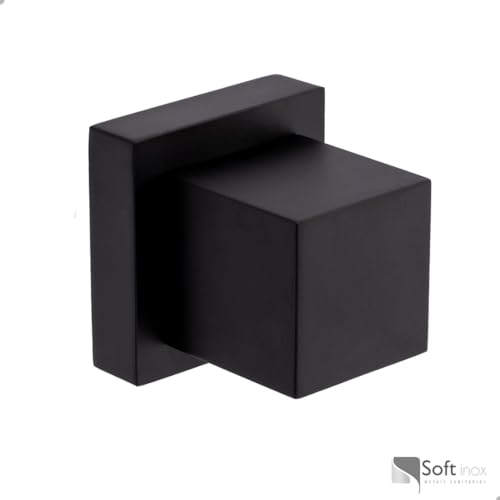 SOFTINOX Acabamento Quadrado Preto com Registro de Volante Metal - Padrão Deca, Design Luxuoso, Durá