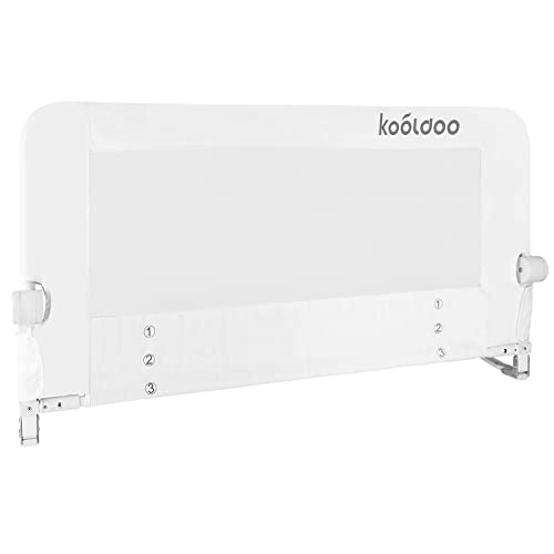Image of KOOLDOO Toddlers Bed Rail Guard 51"*22.8" Swing Down Bed Rail for Toddlers, Tall Baby Bed Side Rails for Twin, Full, Queen Size, Bunk, Bed Side Railing Guards for Kids(White)