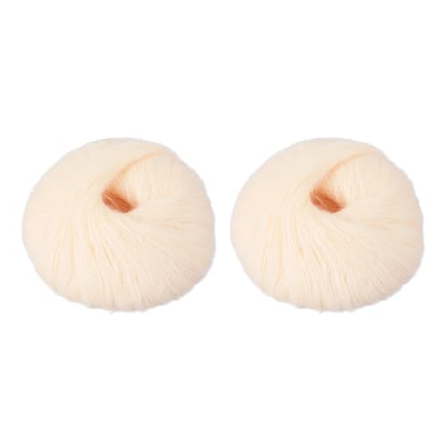 PATIKIL 2 Skeins Mohair Yarn Soft Yarn Faux Mohair Fuzzy Fur Fine Fluffy Yarns Thin for Crocheting Knitting Sweater Scarf Hat Crafts Blanket Rug Light Beige