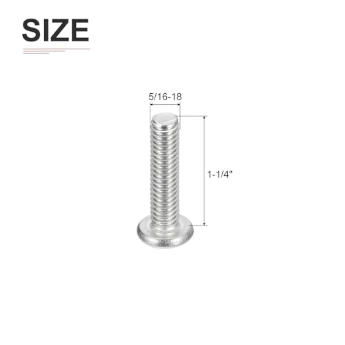 DTGN 5/16-18x1-1/4" Pan Head Machine Screws, 15Pcs 304 Stainless Steel, Phillips Drive, UNC Full Thread, Bright Finish - Image 2