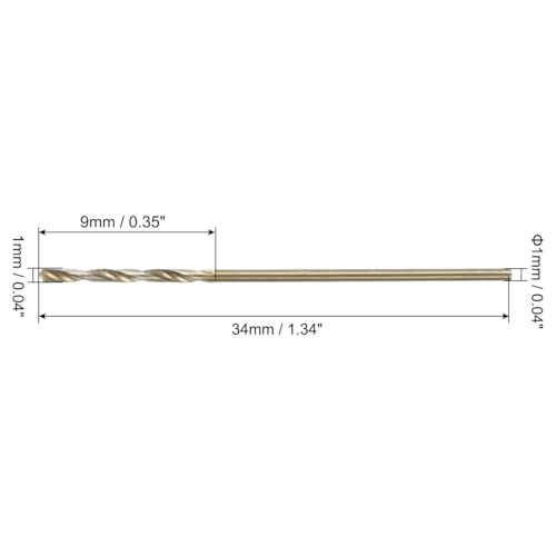 QUARKZMAN 24 sztuki wierteł spiralnych z prostym trzpieniem 1 mm, stal szybkotnąca powlekana tytanem i czarnym azotkiem (HSS) 4341 z trzonkiem 1 mm, metal, tworzywo sztuczne, drewno