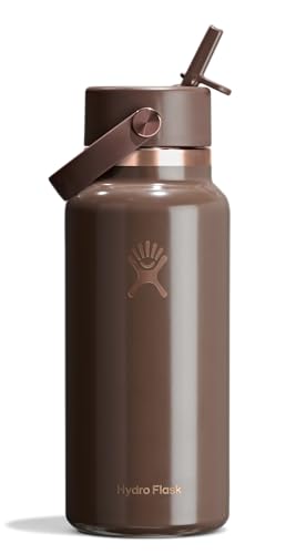 Image of Hydro Flask Water Bottle - Insulated Stainless Steel - Wide Mouth Flex Straw Lid, Non Spill, Leakproof and Refillable in 32 Oz Chocolate Rose Gold