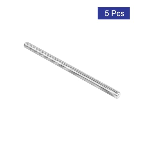 uxcell M6x120mm 304 Stainless Steel Fully Male Threaded Rod Bar Studs Silver Tone 5 Pcs
