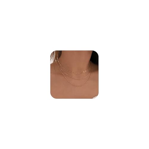 CONRAN KREMIX Waterproof Gold Necklace Layered Necklaces for Women Non Tarnish,18k Gold Plated Stainless Steel Dainty Stack Thin Chain Necklace Set for Women Gifts Jewelry