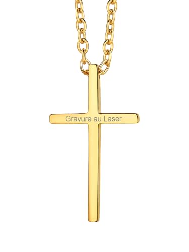 Collier croix homme personnalisable cadeau ideal pour bapteme communion et ceremonie religieuse