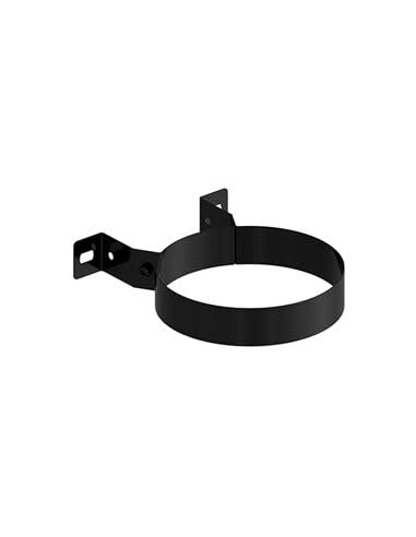 Collier de serrage mural pour tuyau de poêle laqué noir 150 vis