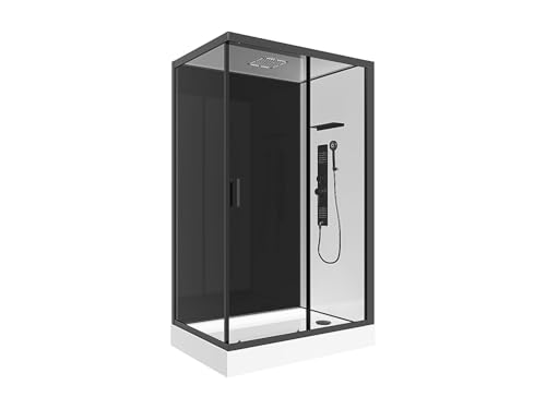 Vente-unique - Cabine de douche hydromassante - Installation réversible - L110 x l80 x H215 cm - FOMIRA