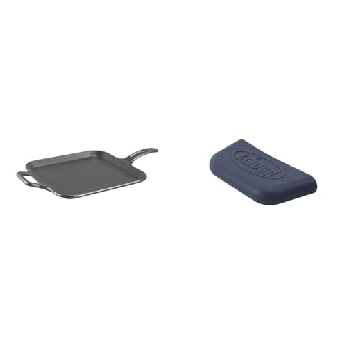 Lodge BOLD 12 Inch Seasoned Cast Iron Square Griddle + Lodge BOLD Silicone Assist Handle Holder - Ash Gray - image 1